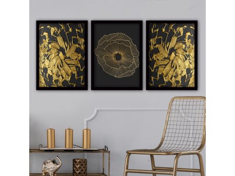 WALLXPERT Uramljena slika iz 3 dela BLACK (3SC53)