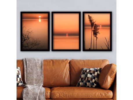 WALLXPERT Uramljena slika iz 3 dela SUNSET (3SC55)