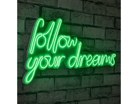 WALLXPERT Zidna LED dekoracija Follow Your Dreams Green
