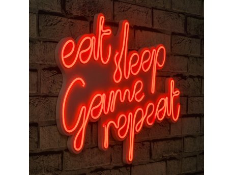 WALLXPERT Zidna LED dekoracija eat sleep game repeat red