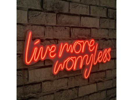 WALLXPERT Zidna LED dekoracija Live More Worry Less Red