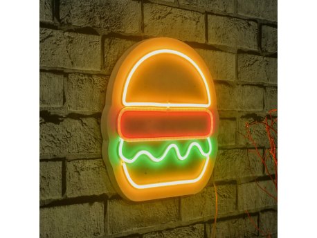 WALLXPERT Zidna LED dekoracija Hamburger Multicolor