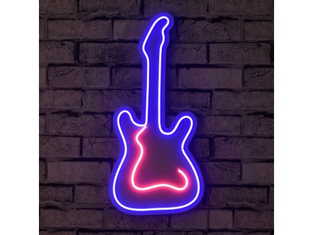 WALLXPERT Zidna LED dekoracija Guitar BluePink
