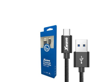 Xwave Kabl USB Tip C muški na Tip A muški 2M 3A, PVC crni pleteni