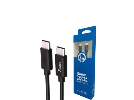 Xwave Kabl Tip-C muški na Tip-C muški 2M 3A 5Gbps,blister,PVC crni
