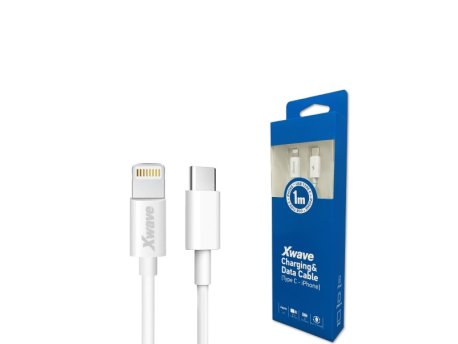 Xwave Kabl USB Tip-C za IPHONE-1M 3A,lightning aluminium,PVC beli