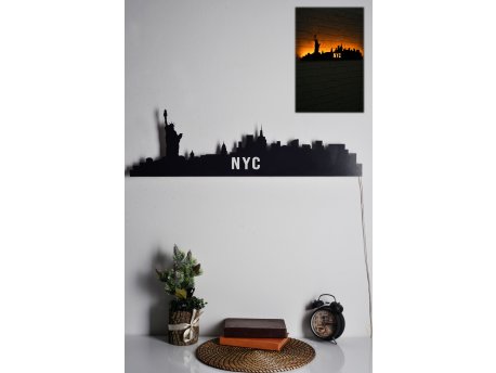 WALLXPERT Zidna LED dekoracija NYC Skyline Yellow