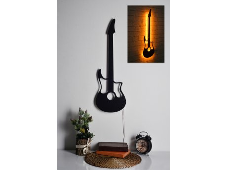 WALLXPERT Zidna LED dekoracija Guitar Yellow