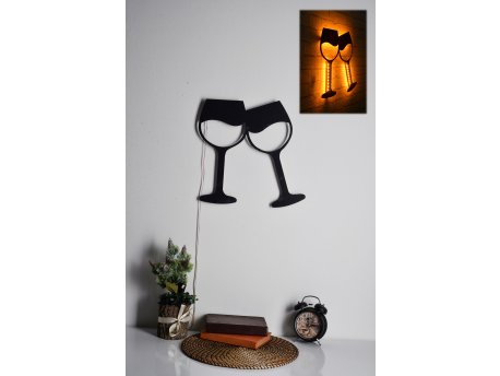 WALLXPERT Zidna LED dekoracija Wine Glasses Yellow