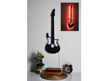 WALLXPERT Zidna LED dekoracija Guitar Red