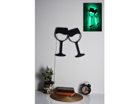 WALLXPERT Zidna LED dekoracija Wine Glasses Green