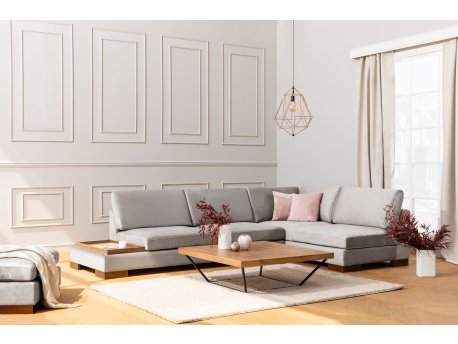 Atelier del Sofa Ugaona garnitura Tulip Corner Right With Pouf Light Grey