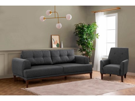 Atelier del Sofa Sofa i fotelja Vina Set Anthracite Walnut