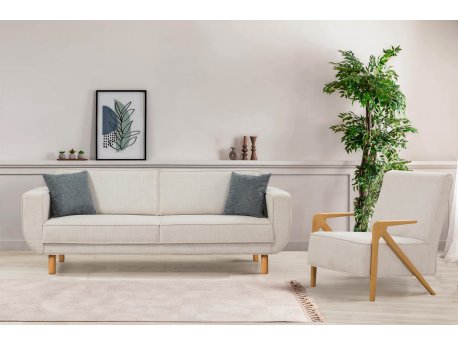 Atelier del Sofa Sofa i fotelja Larus Wood Set Oak Cream