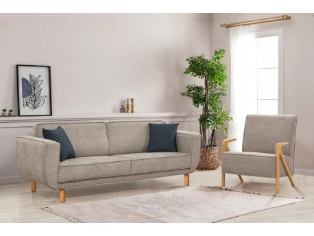Atelier del Sofa Sofa i fotelja Larus Wood Set Oak Grey