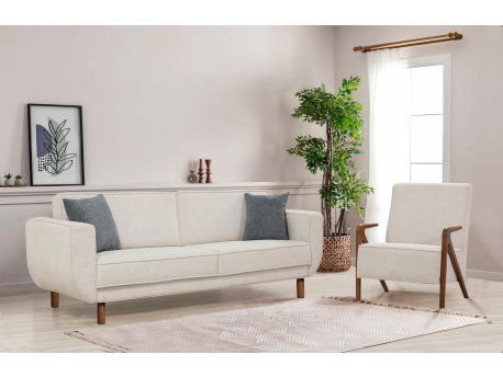 Atelier del Sofa Sofa i fotelja Larus Wood Set Walnut Cream