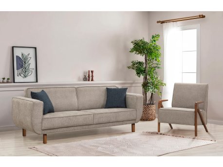 Atelier del Sofa Sofa i fotelja Larus Wood Set Walnut Grey