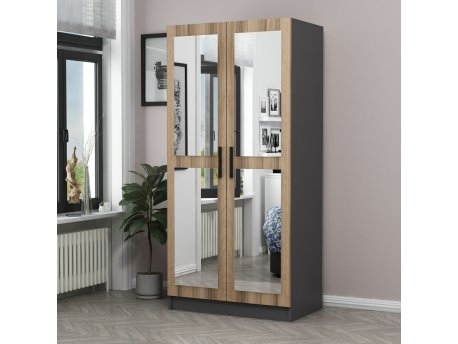 HANAH HOME Ormar Kale Mirror Anthracite Oak 190