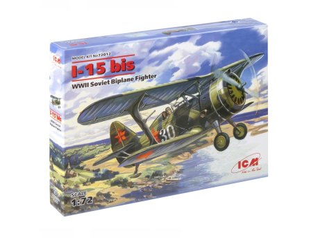 ICM Model Kit Aircraft - I-15 Bis WWII Soviet Biplane Fighter 1:72