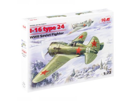 ICM Model Kit Aircraft - I-16 Type 24, WWII Soviet Fighter 1:72