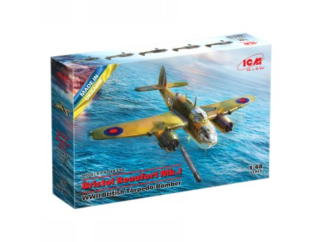ICM Model Kit Aircraft - Bristol Beaufort Mk.I WWII British Torpedo-Bomber 1:48