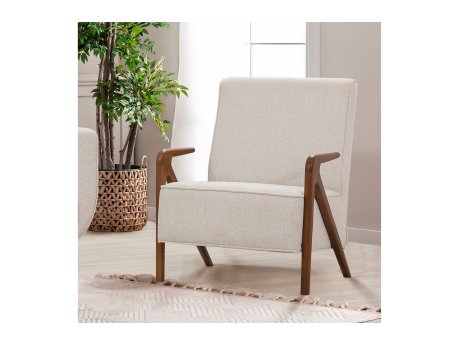 Atelier del Sofa Fotelja Larus Wood Berjer Walnut Cream