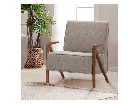 Atelier del Sofa Fotelja Larus Wood Berjer Walnut Grey