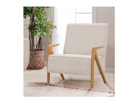 Atelier del Sofa Fotelja Larus Wood Berjer Oak Cream