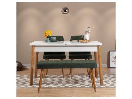 HANAH HOME Trpezarijski set Santiago White Atlantic Green