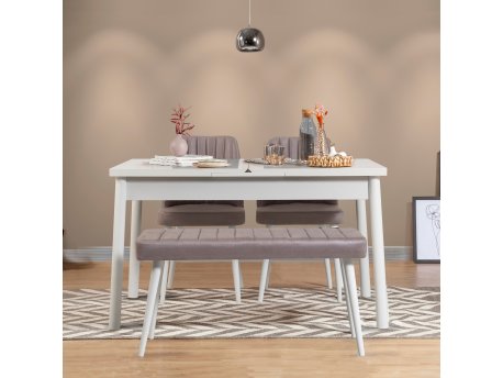 HANAH HOME Trpezarijski set Santiago White Soho Grey