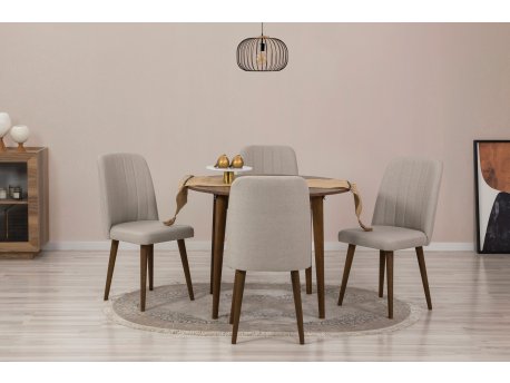 HANAH HOME Trpezarijski sto i stolice Vina 1005 Walnut Cream