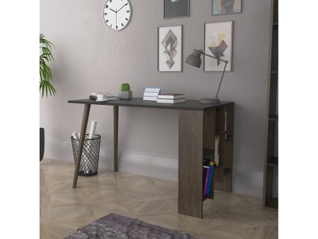 HANAH HOME Radni sto Lagomood Vito Anthracite Walnut
