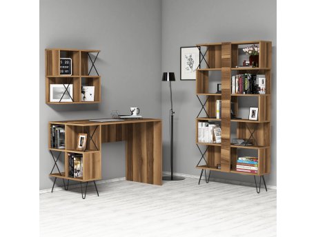 HANAH HOME Radni sto sa policom za knjige Extra 2 Walnut