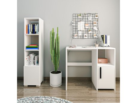 HANAH HOME Radni sto sa policom za knjige Kuzey Set White