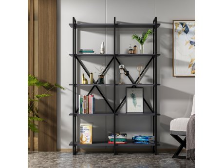 HANAH HOME Polica za knjige Elston 1200 3 Black Anthracite