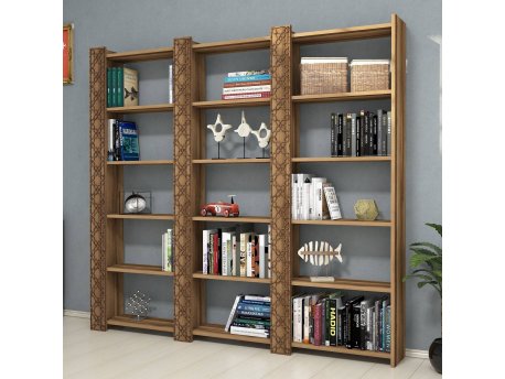 HANAH HOME Polica za knjige City 3 Walnut Walnut