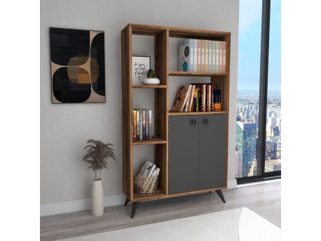 HANAH HOME Polica za knjige Meldan Light Walnut Anthracite