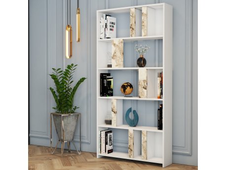 HANAH HOME Polica za knjige Lima White Marble