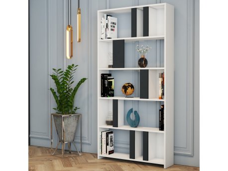 HANAH HOME Polica za knjige Lima White Anthracite