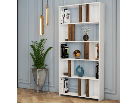 HANAH HOME Polica za knjige Lima White Walnut
