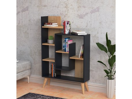 HANAH HOME Polica za knjige New Sally Anthracite Oak