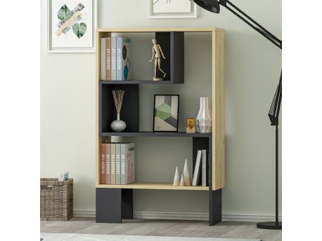 HANAH HOME Polica za knjige Keevy Anthracite Oak