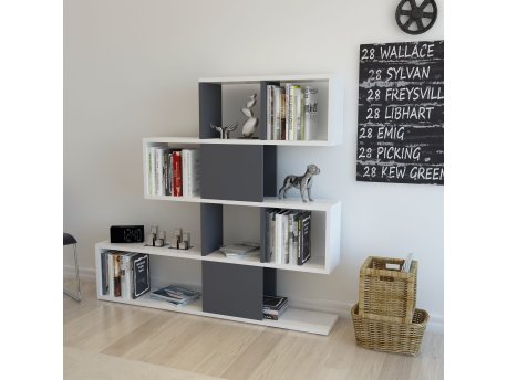HANAH HOME Polica za knjige Karlin White Anthracite