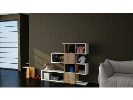 HANAH HOME Polica za knjige Karlin White Walnut