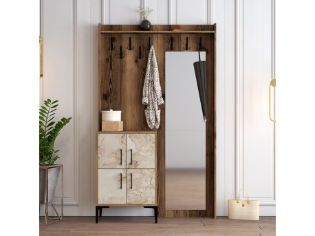 HANAH HOME Cipelarnik sa čivilukom Berlin BC Walnut White Marble