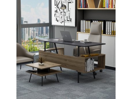 HANAH HOME Set kancelarijskog nameštaja Irony Maxi Set Anthracite Oak