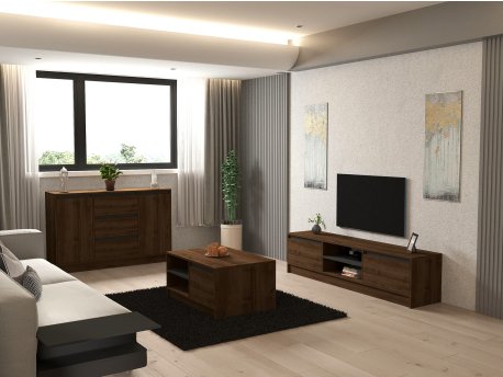 HANAH HOME Set za dnevnu sobu Pars Walnut Anthracite