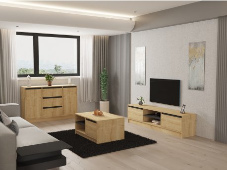 HANAH HOME Set za dnevnu sobu Suna Sapphire Oak Anthracite