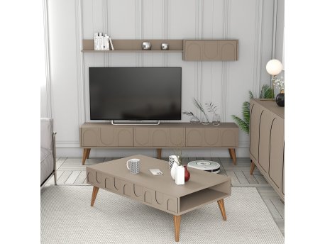 HANAH HOME Set za dnevnu sobu Lyon 3 Atlas Walnut