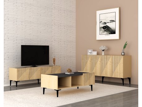 HANAH HOME Set za dnevnu sobu Draw Sapphire Oak Black